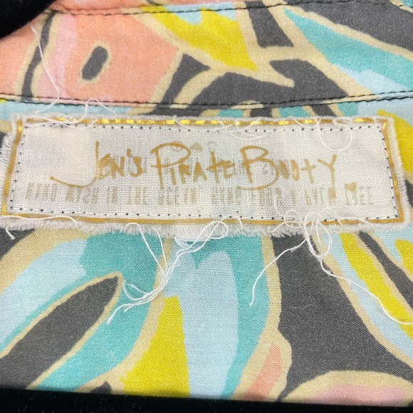 Jen's Pirate Booty Aloha Kula Button Up Shirt Women M/L Multicolor Floral Resort - Picture 8 of 14